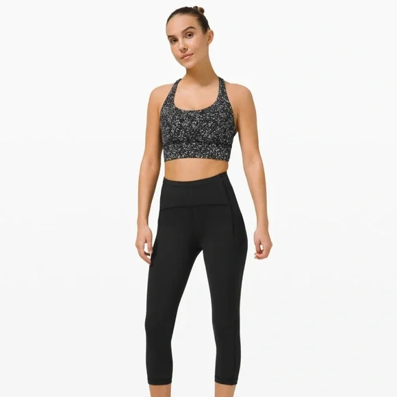Lululemon Energy Reflective Long-Line Bra B–D Crinkle Dust ReflectiveWhite Multi